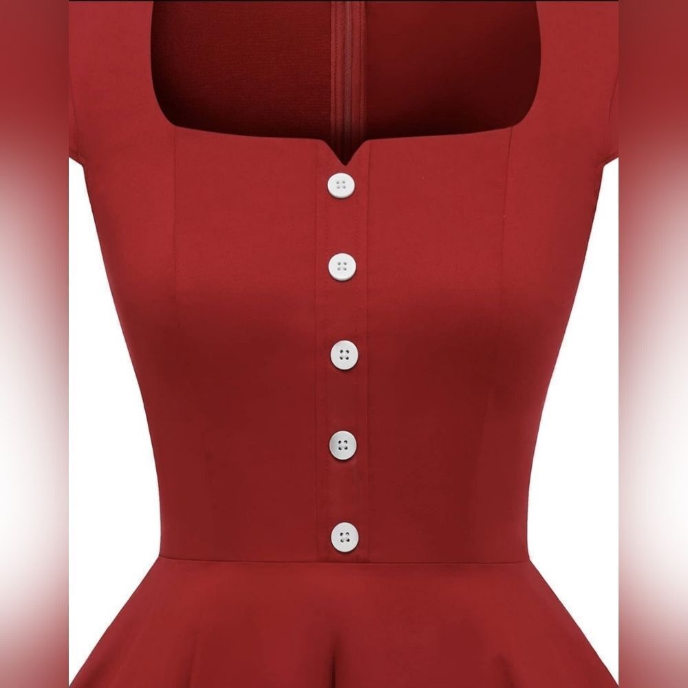 🔹️NWT Dark Red 50's Rockabilly Dress Large - Picture 4 of 12